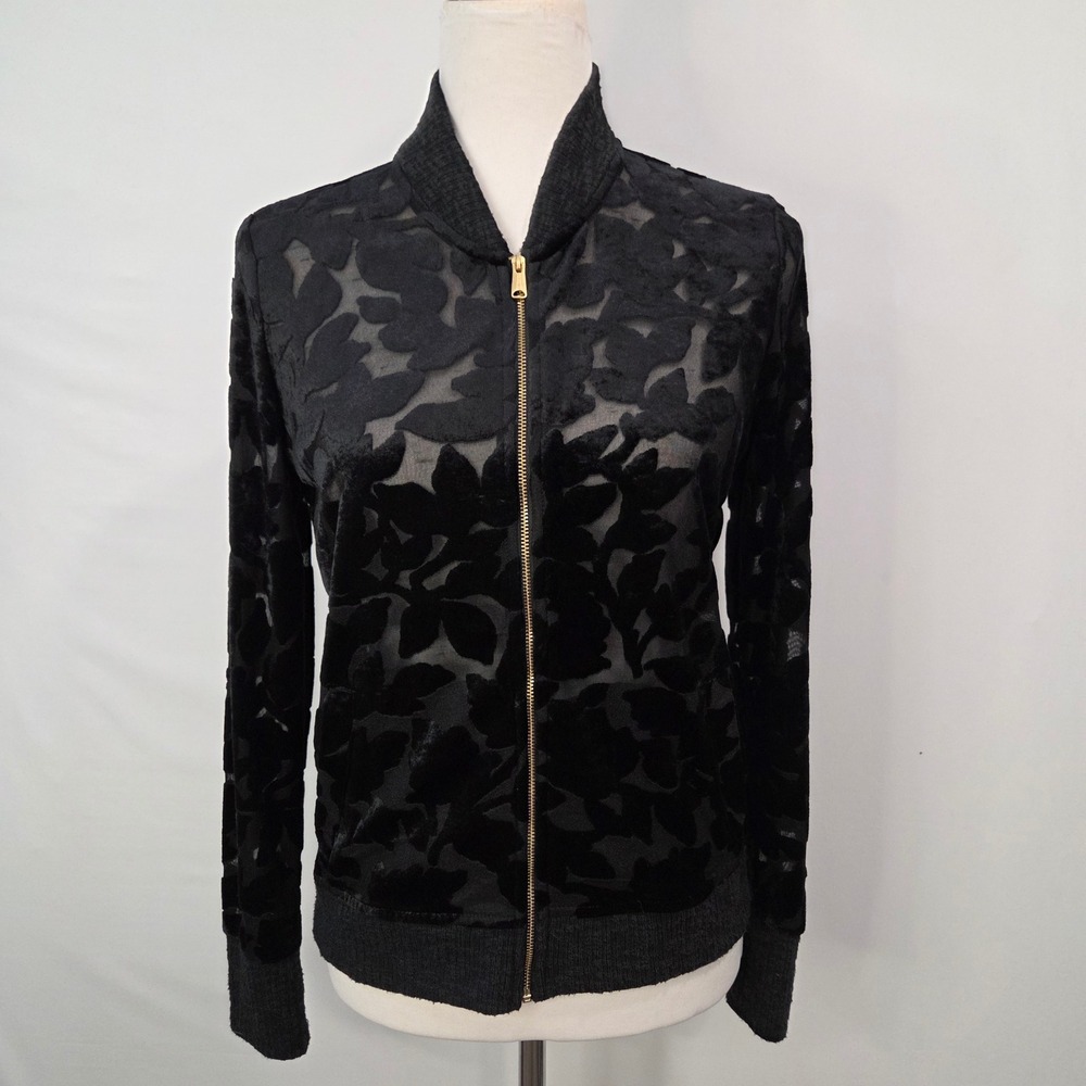 Lucky Brand Burnout Velvet Floral Bomber Jacket S Sheer Zip 
Boho Whimsigoth